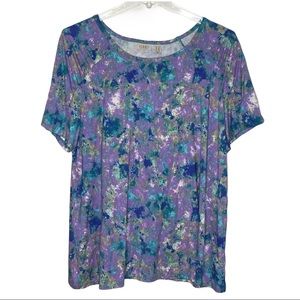 Logo by Lori Goldstein Blouse Purple Blue Floral